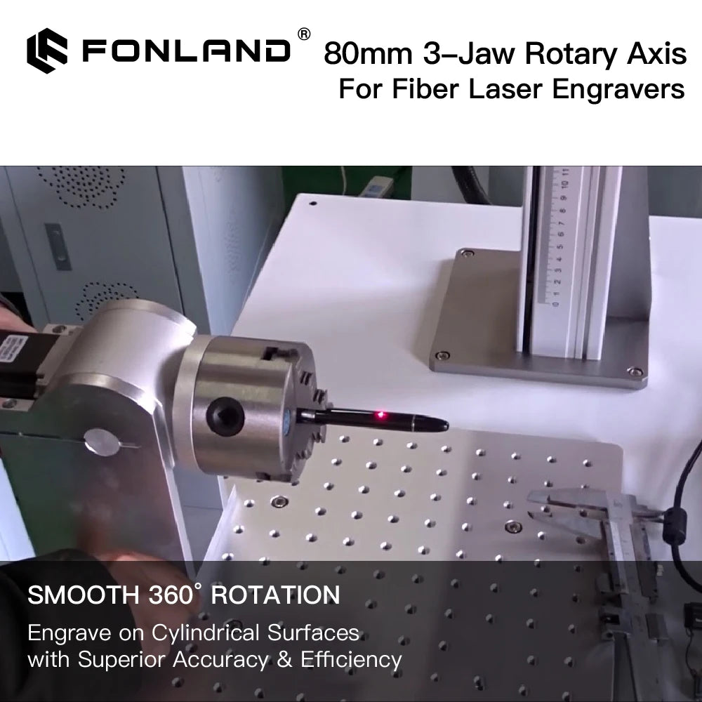 Rotation Axis Diameter 80mm Rotary Attachment For Laser Marking Machine 9 Times Deceleration for Cylindrical