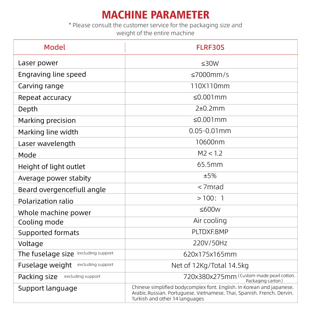 Fonland FLRF30S 30W CO2 Laser Engraver Marking Machine