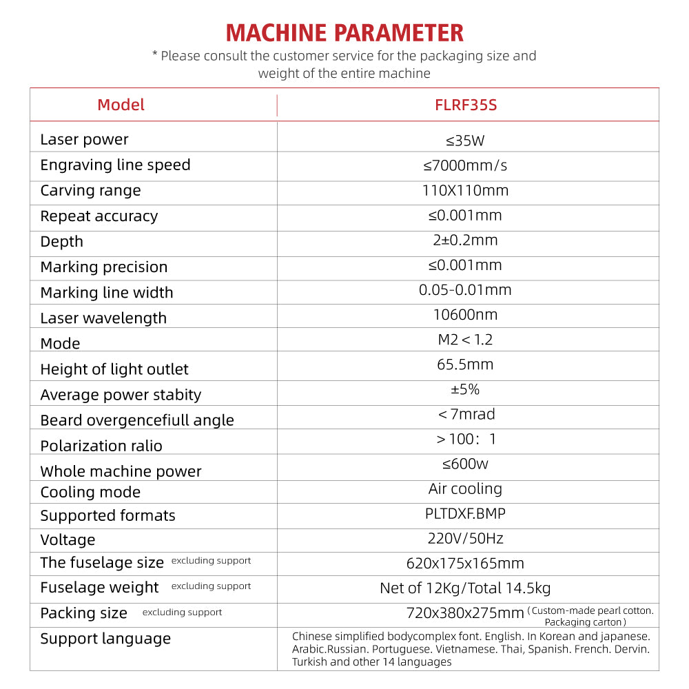 Fonland FLRF35S 35W CO2 Laser Engraver Marking Machine