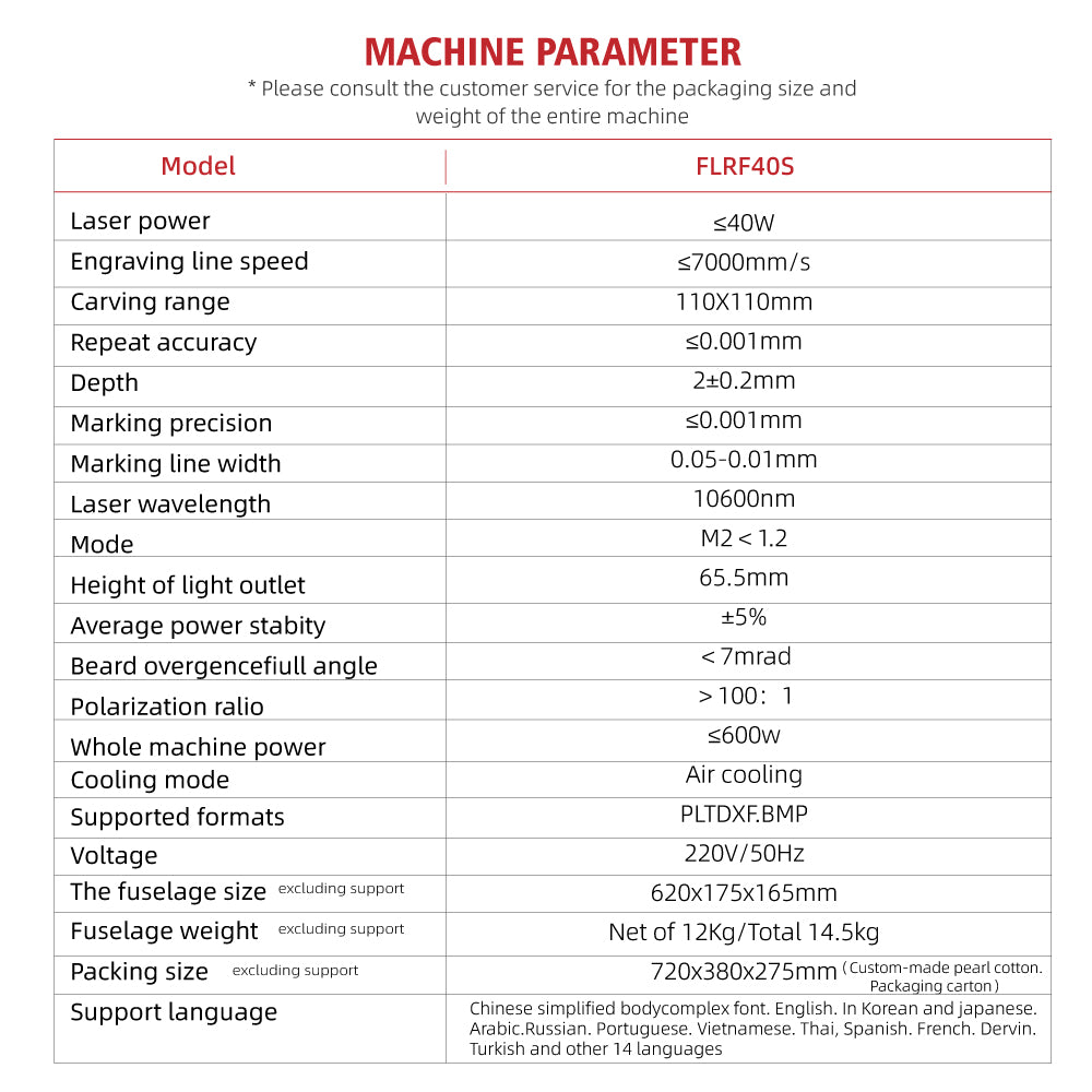 Fonland FLRF40S 40W CO2 Laser Engraver Marking Machine